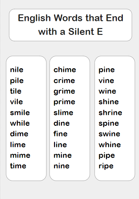 English Words that End with a Silent E-3.
