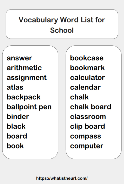 vocabulary list education
