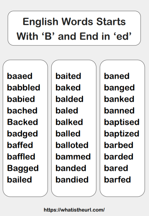 English Words Starts With 'B' and End in 'ed' - Your Ho...