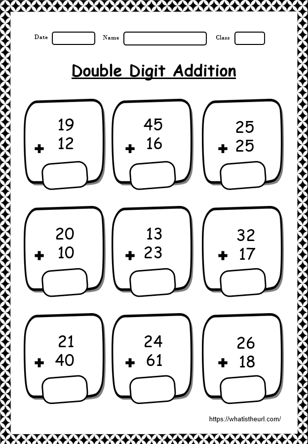 double digit addition worksheets for kindergarten