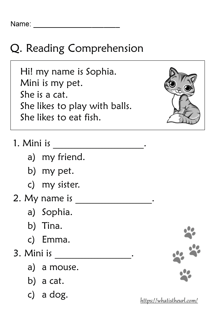 Grade 1 English Reading Comprehension Worksheets