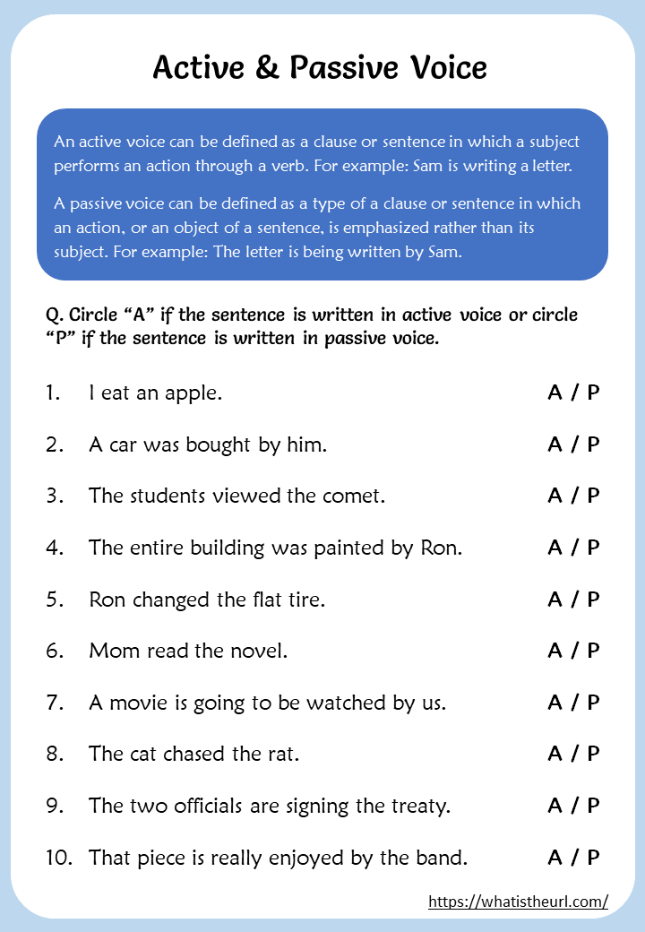 Active and passive voice worksheet Your Home Teacher