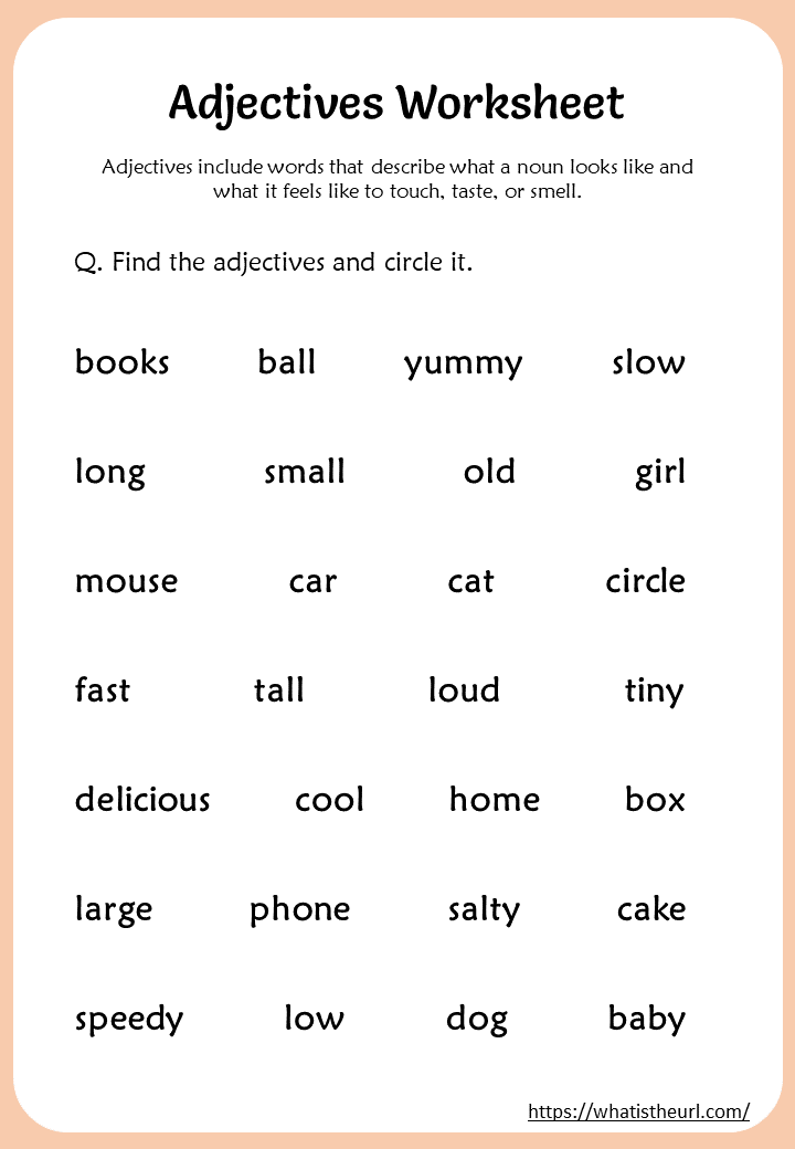 Adjective Worksheet For Kindergarten Free