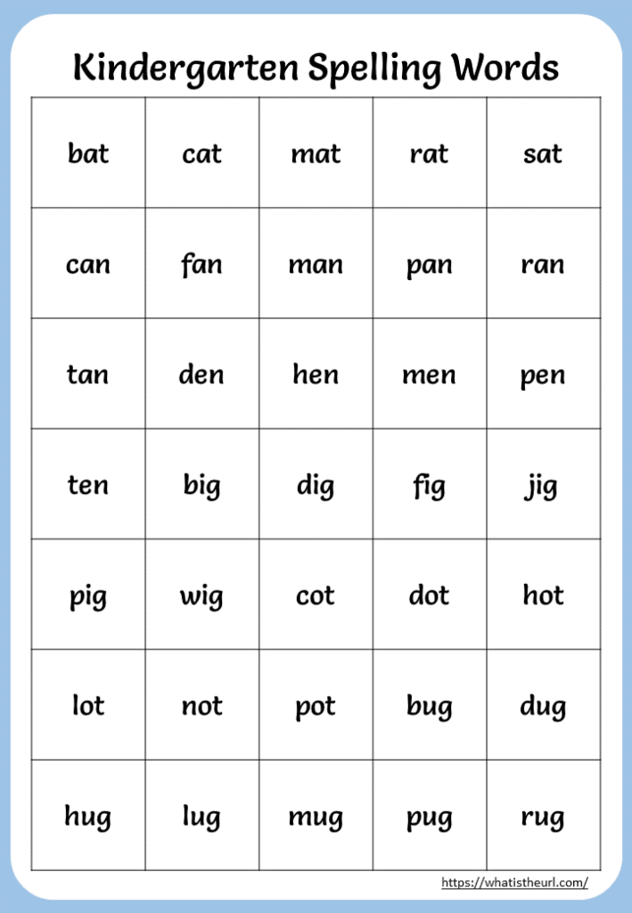 kindergarten-spelling-words-charts-your-home-teacher
