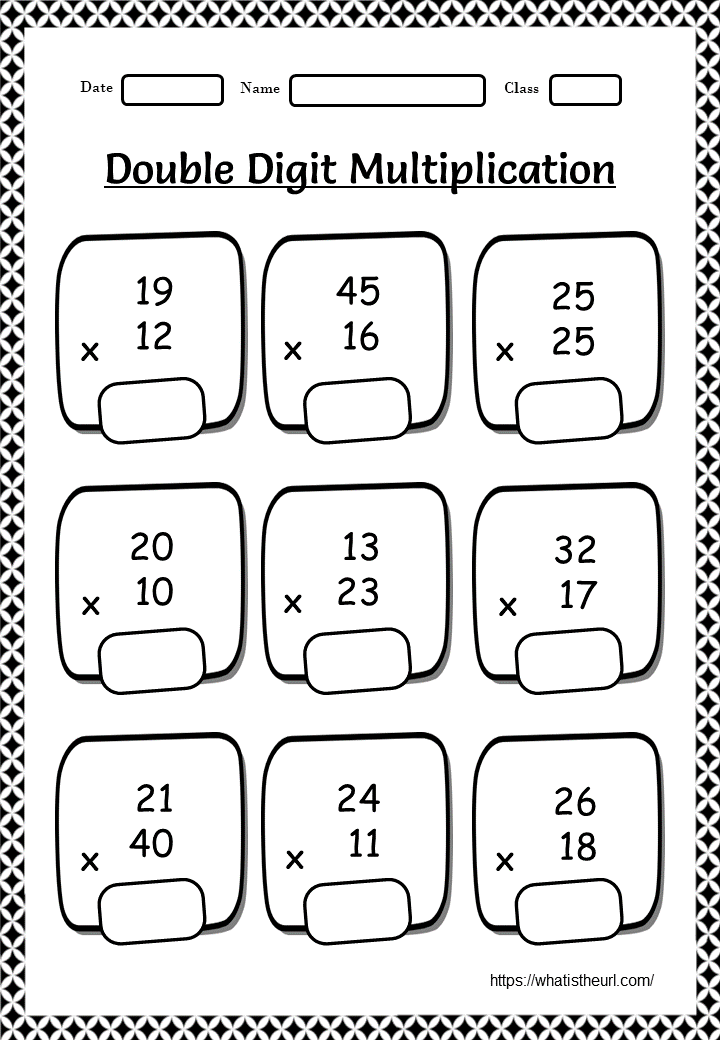 Printable Double Digit Multiplication 