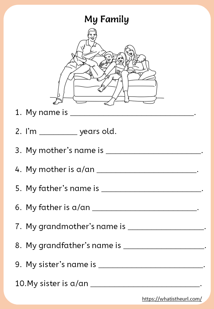 My Family Worksheets for kids - Your Home Teacher