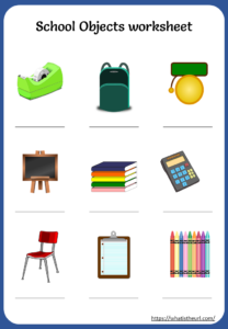 Printable School objects worksheets - Your Home Teacher