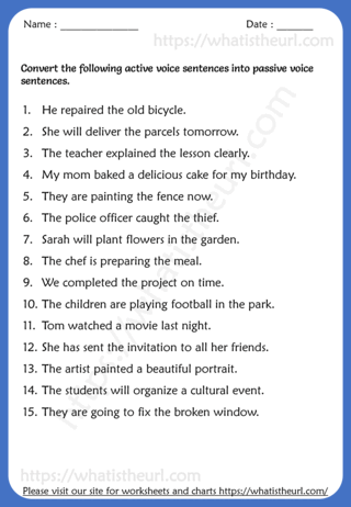 Convert Active Voice into Passive Voice Worksheet 2