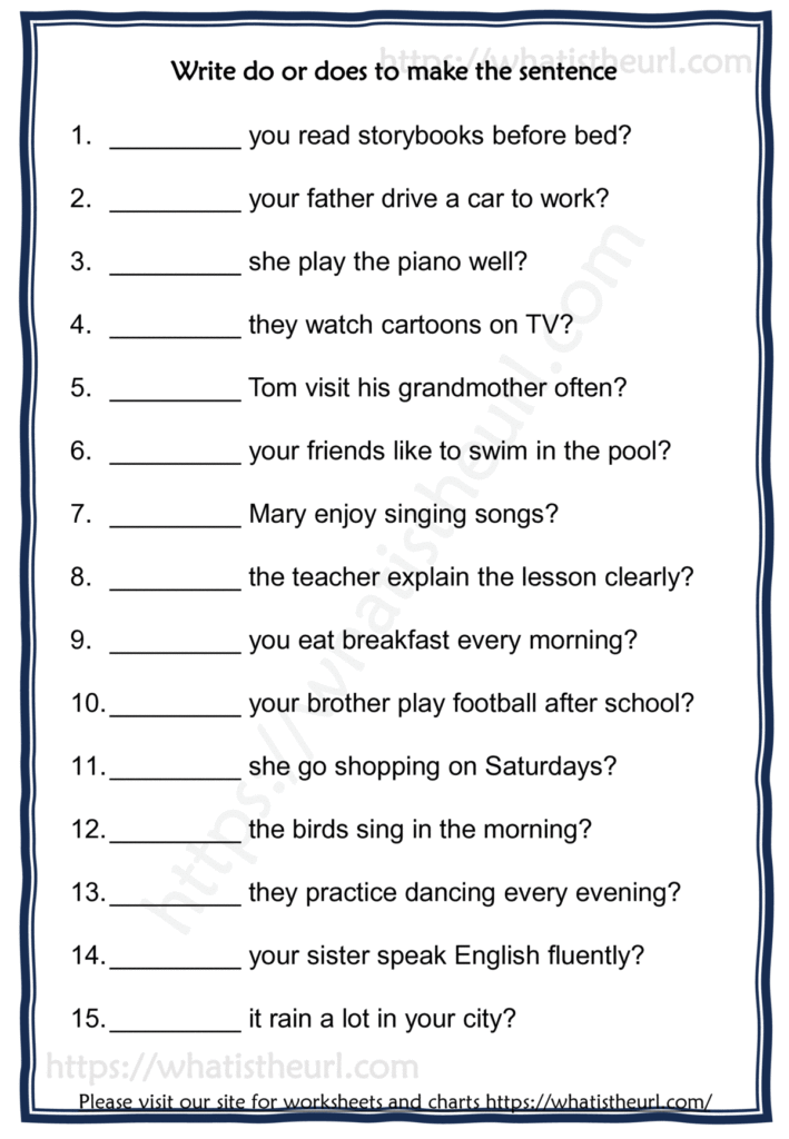 Set 2 on Do or Does Worksheet