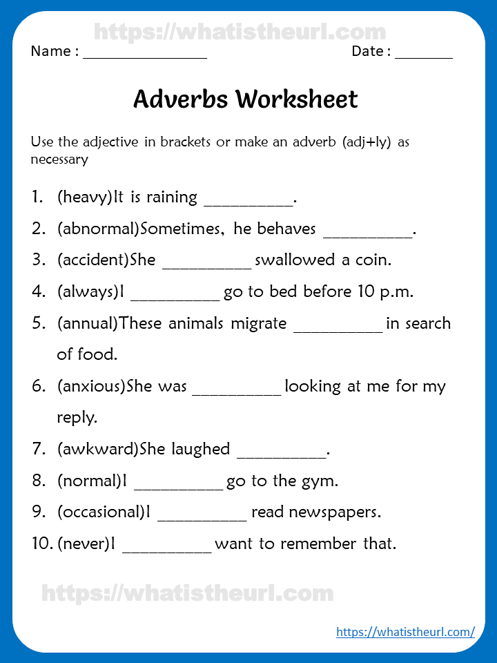 adverbs types worksheet grade 4
