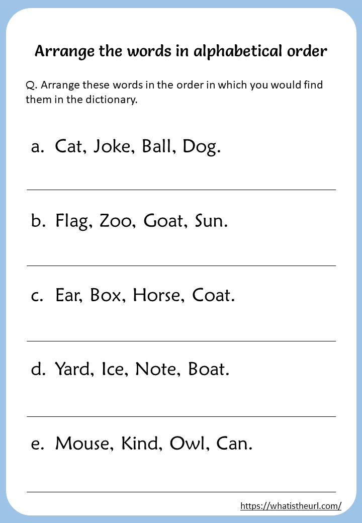 Arrange The Words In Alphabetical Order Worksheets For 2nd Grade Your Home Teacher