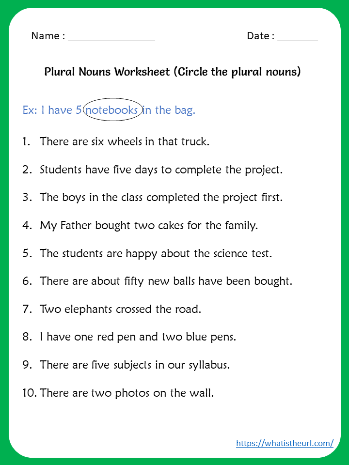 Circle The Nouns Worksheet