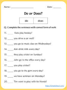 Do or Does Worksheets for 3rd grade