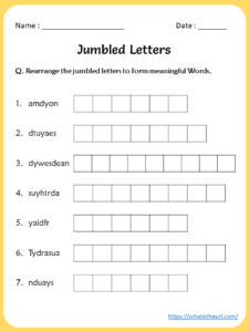 Jumbled Letters on days of the week Worksheet