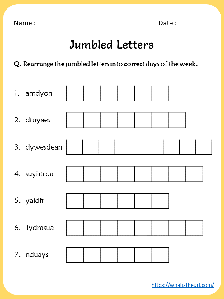 4 Letter Jumbled Words Worksheets