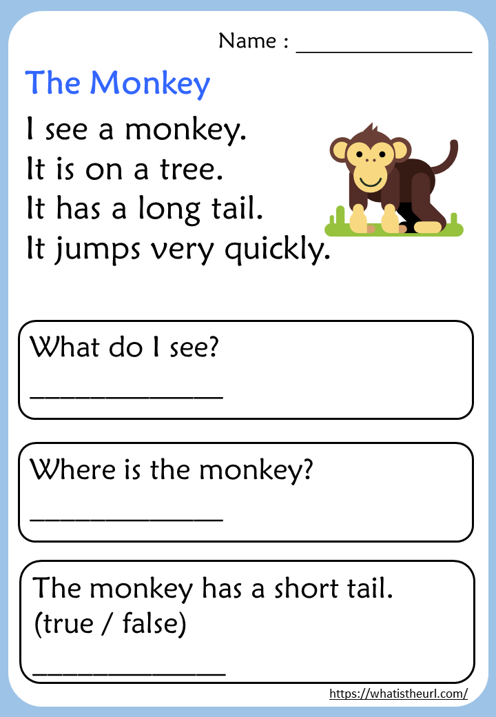 kindergarten reading comprehension worksheets pdf