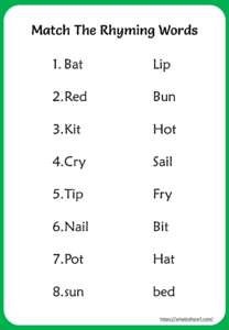 Match The Rhyming Words Worksheets - Your Home Teacher