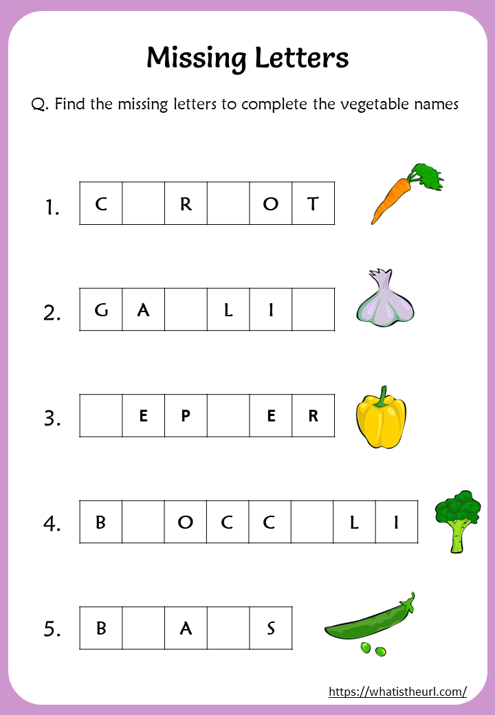 missing-letters-vegetables-worksheets- Your Home Teacher