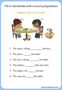 Preposition with Pictures Worksheet