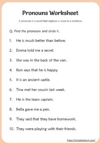 Pronouns Worksheets for 2nd Grade