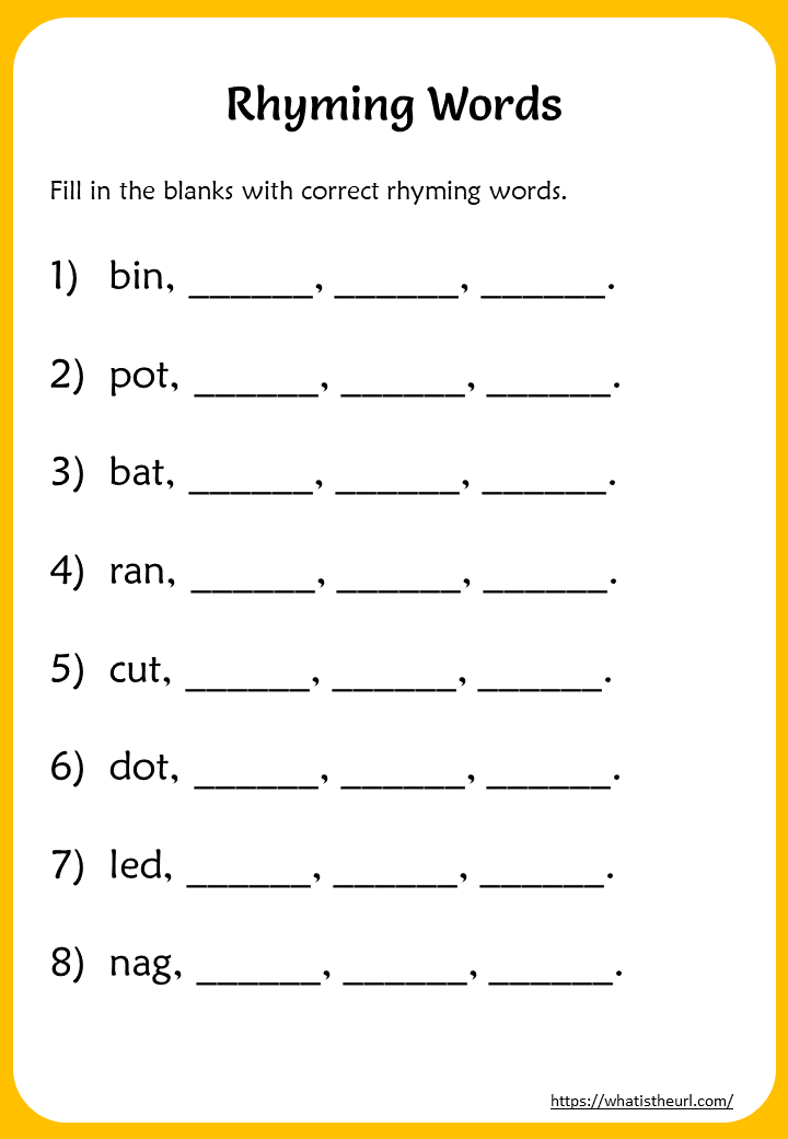 Rhyming Words Worksheet For Grade 3