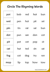 Rhyming Words Worksheets for 2nd Grade