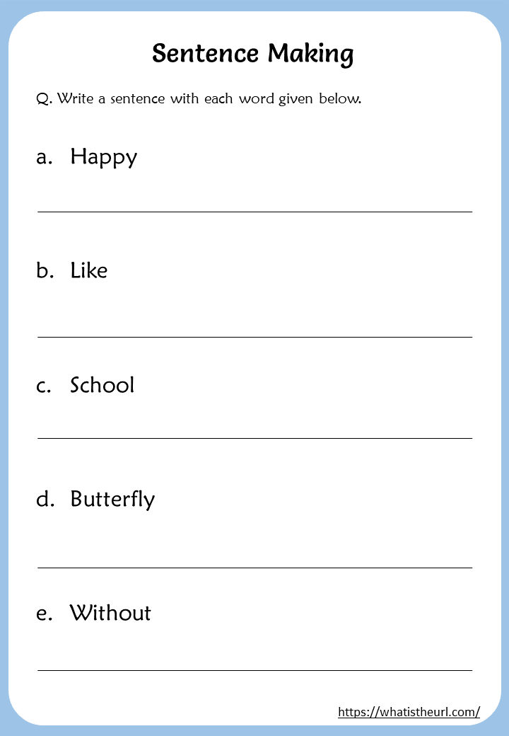 Sentence Making Worksheet For Class 1