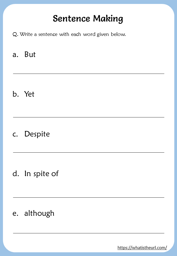 sentence making worksheet for 6th grade your home teacher