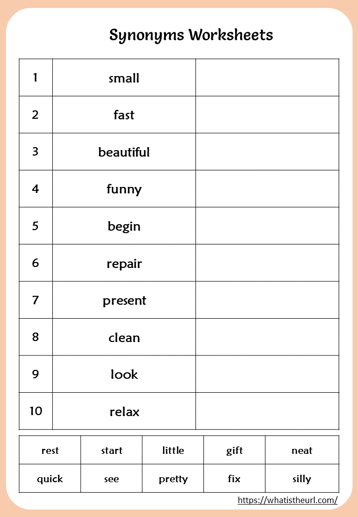 synonyms-worksheet-for-grade-2 - Your Home Teacher