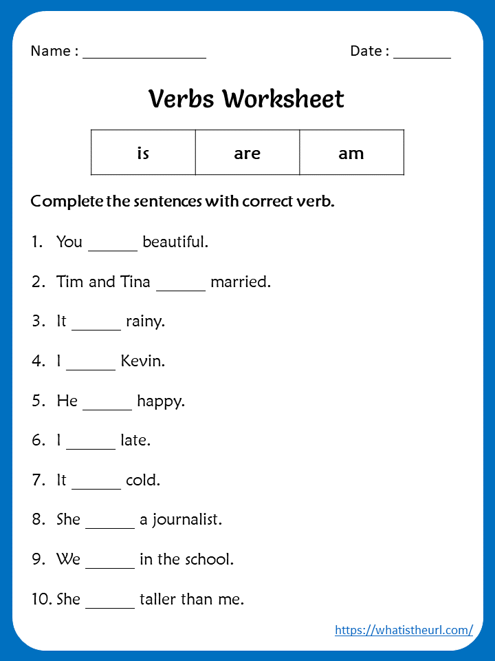 5th Grade Worksheets On Verbs