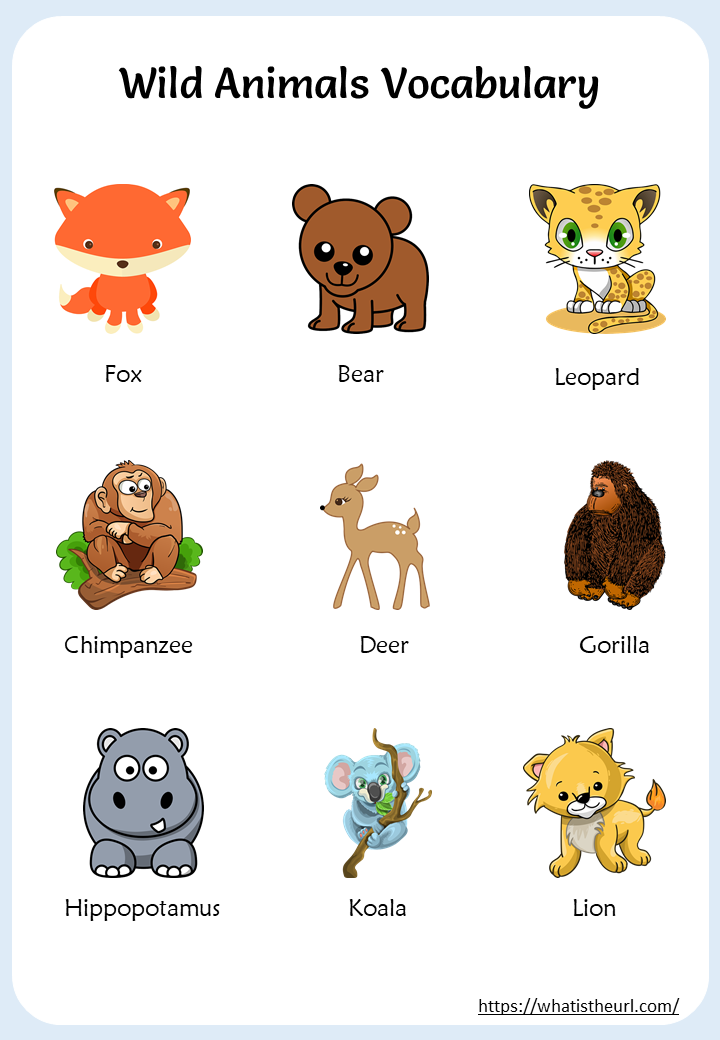 Wild Animals Vocabulary Chart - Your Home Teacher