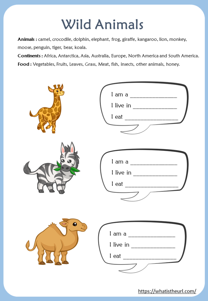 Wild Animals Worksheets for Kids - Your Home Teacher