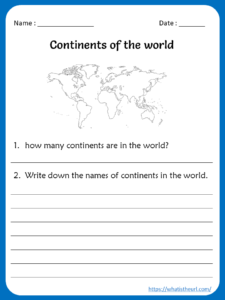 World Continents Worksheet