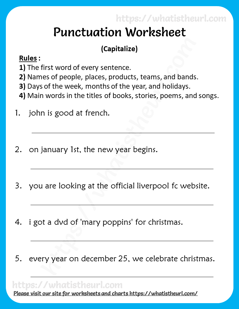 Capitalization Punctuation Worksheets 2nd Grade