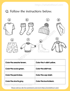 Clothing worksheet - Coloring & match