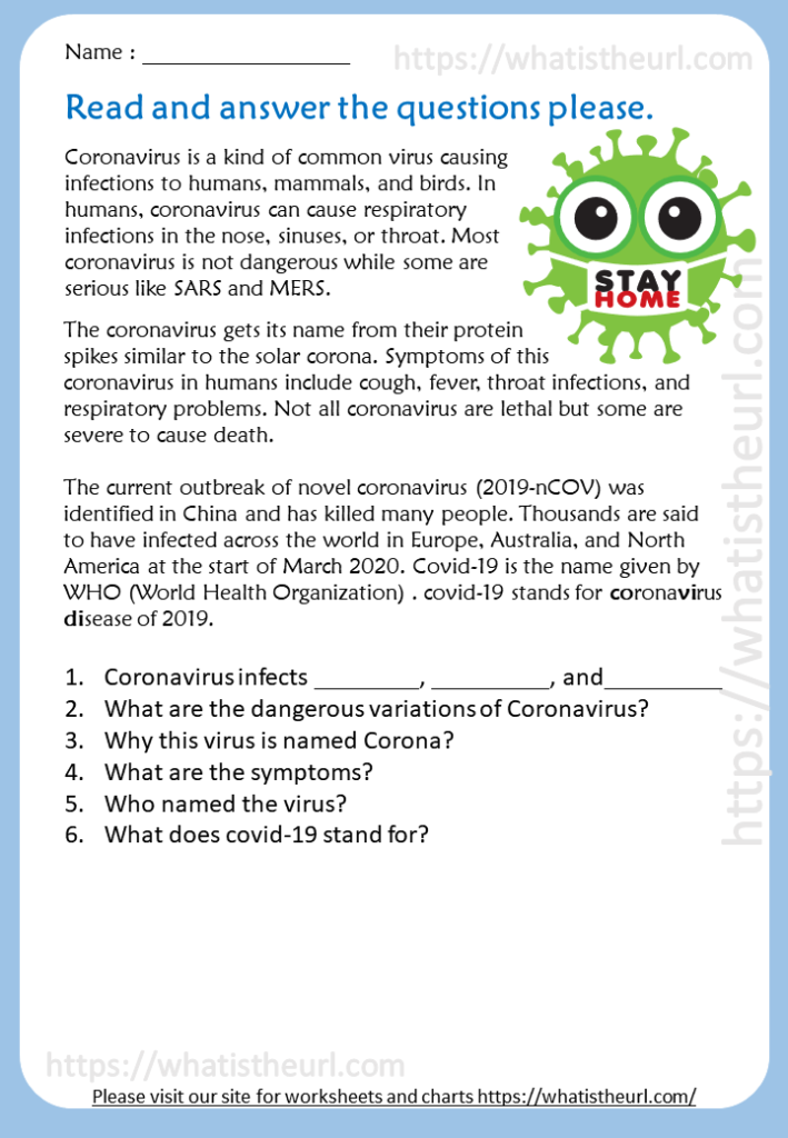 Coronavirus Reading Comprehension - Your Home Teacher