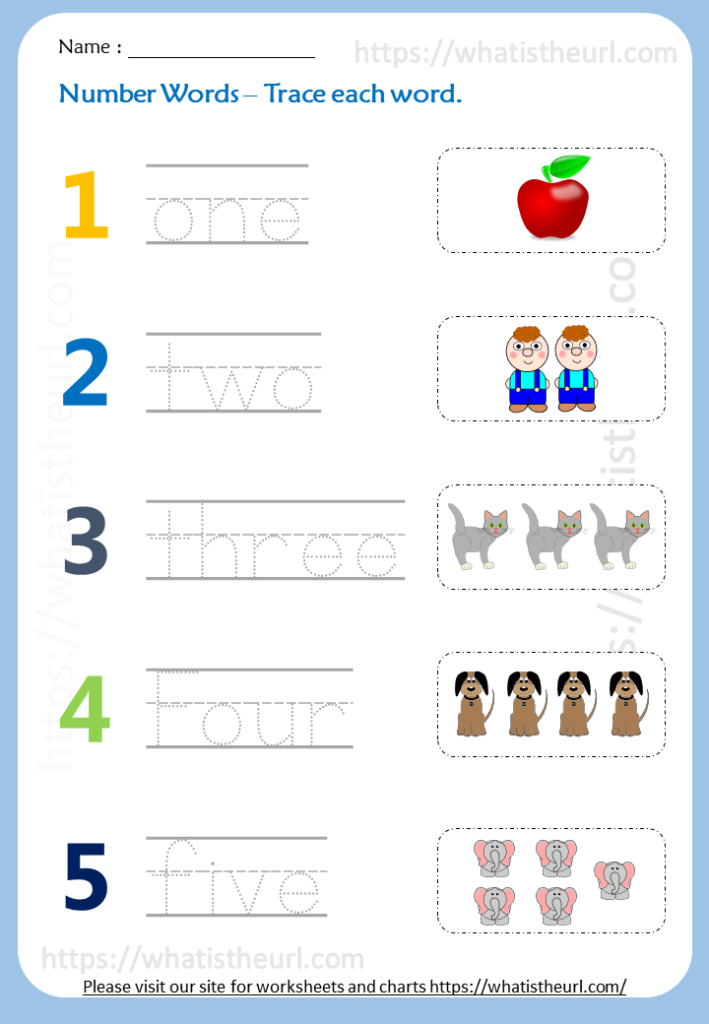Number Words Trace Each Word Worksheets For 1st Grade Your Home Teacher