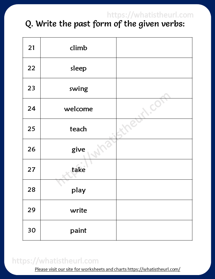 Change The Verb Into Past Tense Worksheet