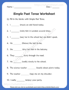 Simple Past Tense Worksheets For 5th Grade