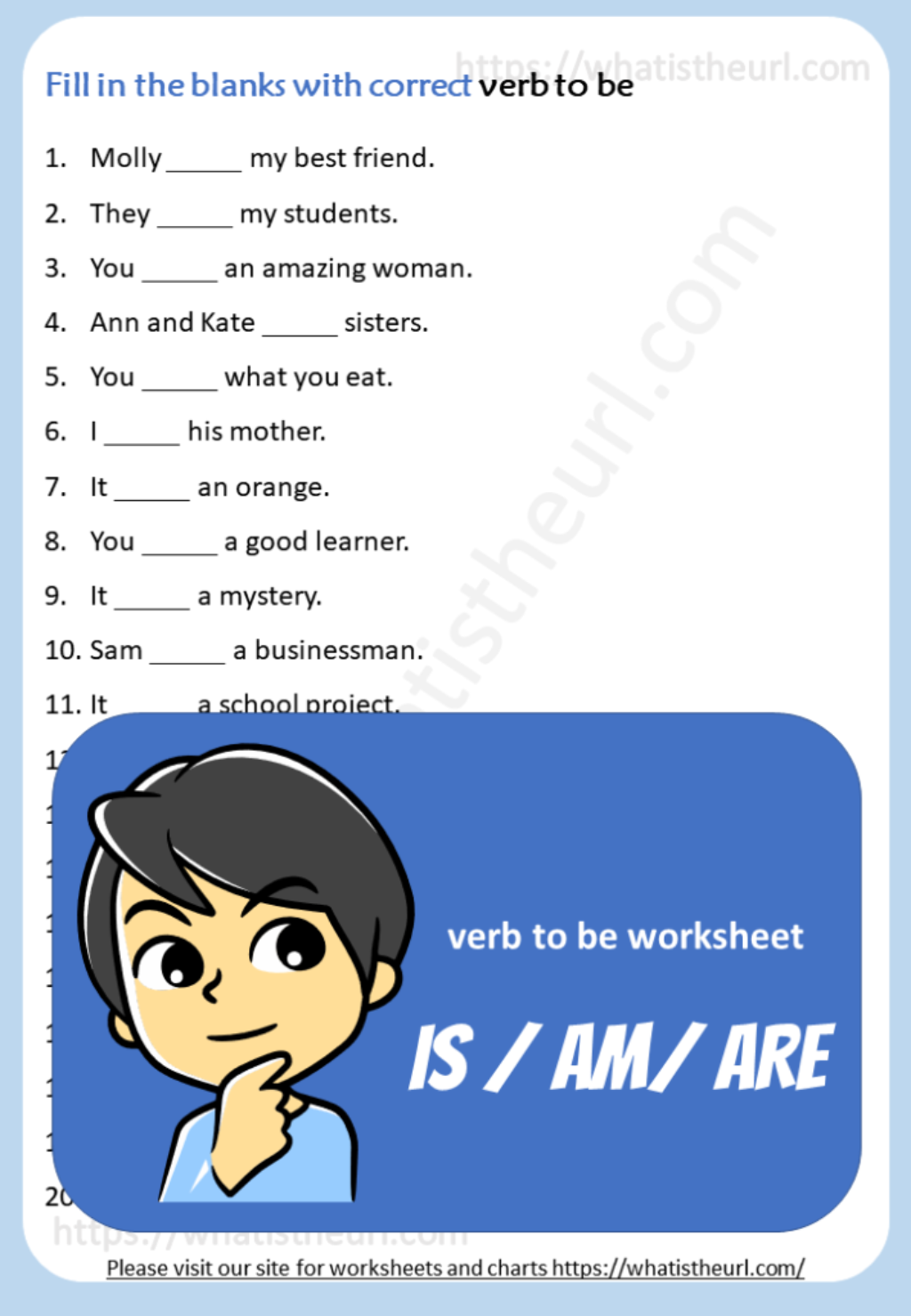 Verb To Be Worksheet 5th Grade
