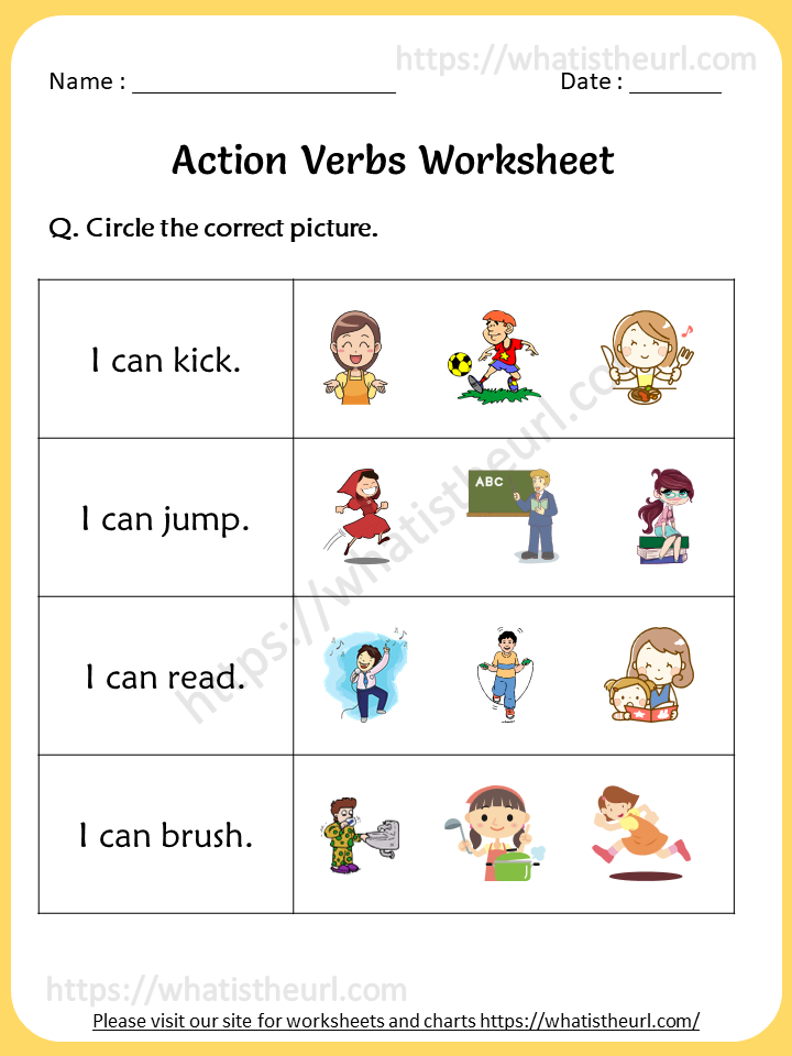 Action verb worksheets 1st grade Your Home Teacher