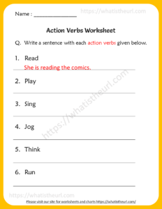 Action Verbs Worksheets for 5th Grade