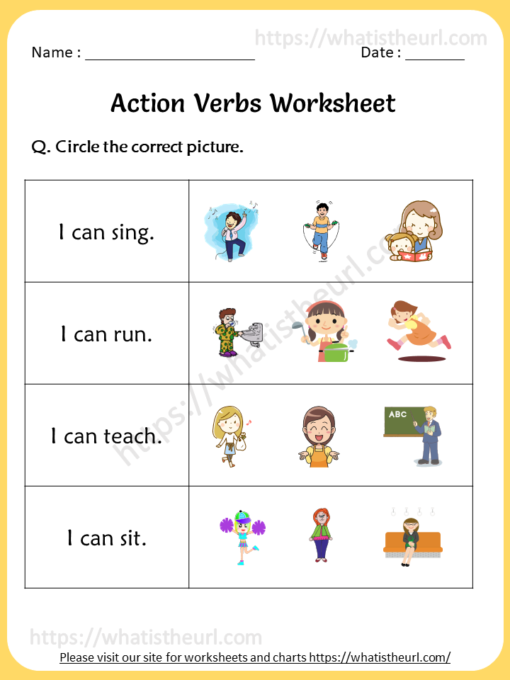Free Action Verb Worksheets For 6th Grade