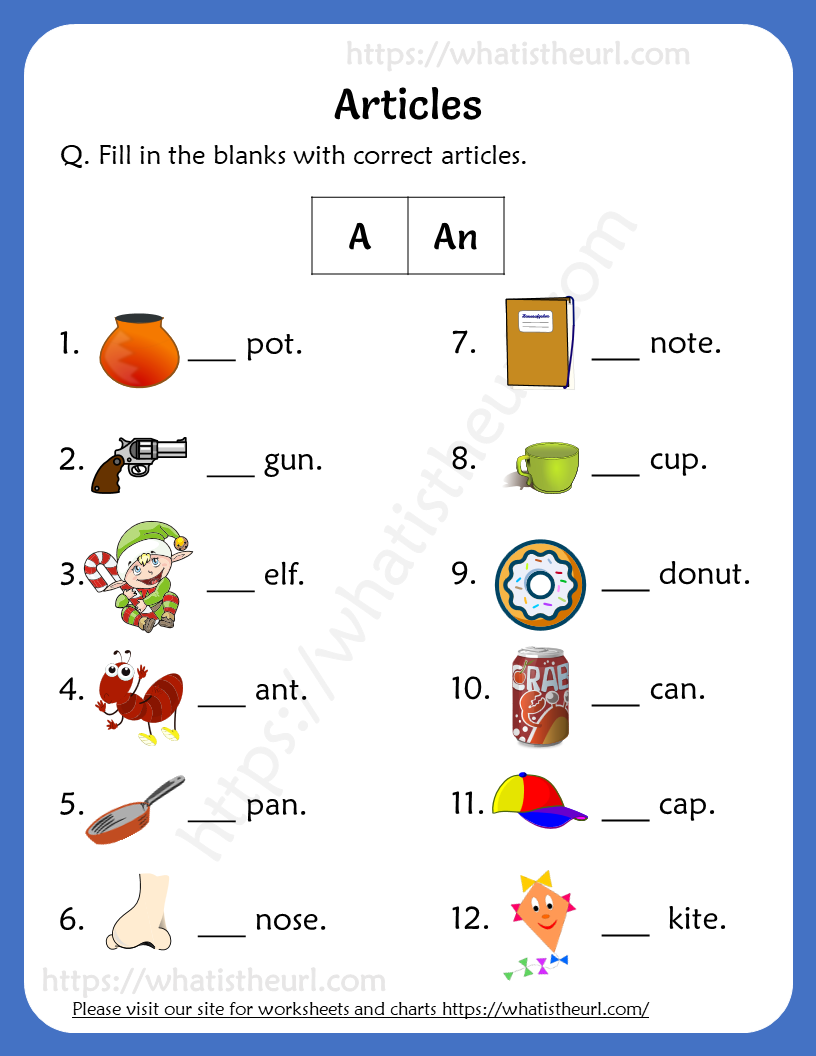 articles worksheets for grade 1
