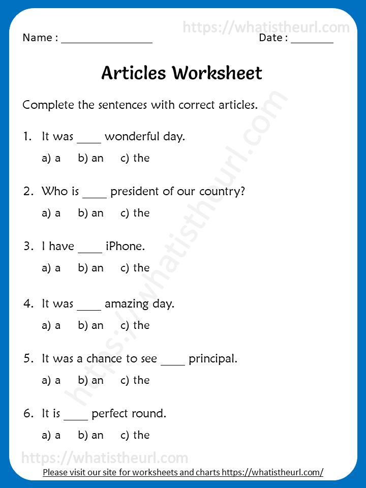 Articles A An The Worksheets For 5th Grade Your Home Teacher