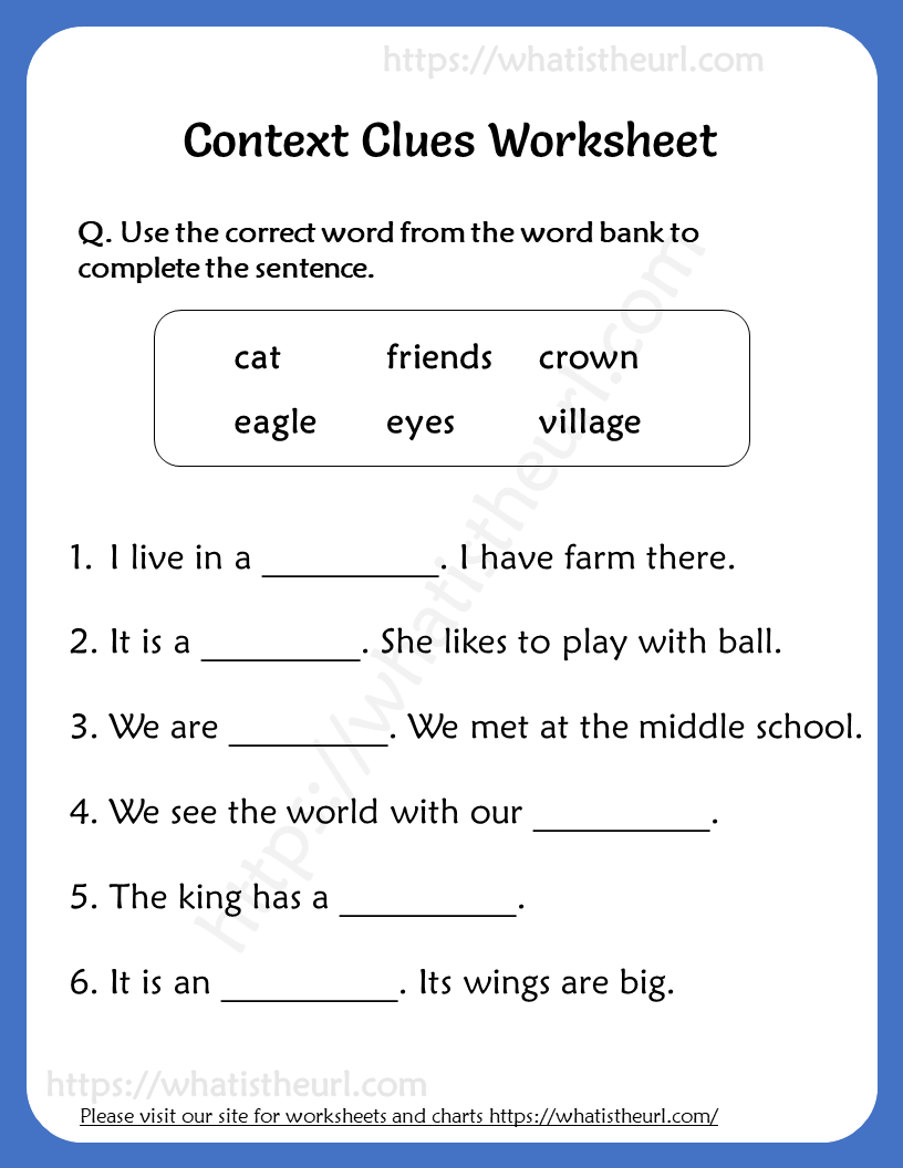 Context Clues Examples Worksheets