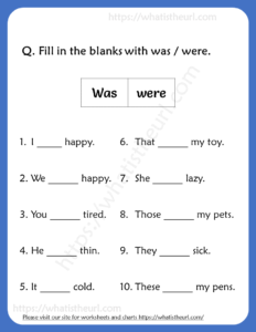 Fill in the blanks with was / were Worksheets for 2nd Grade
