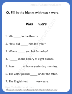 Fill in the blanks with was / were Worksheets for Grade 3