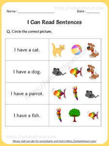 I Can Read Sentences Worksheets