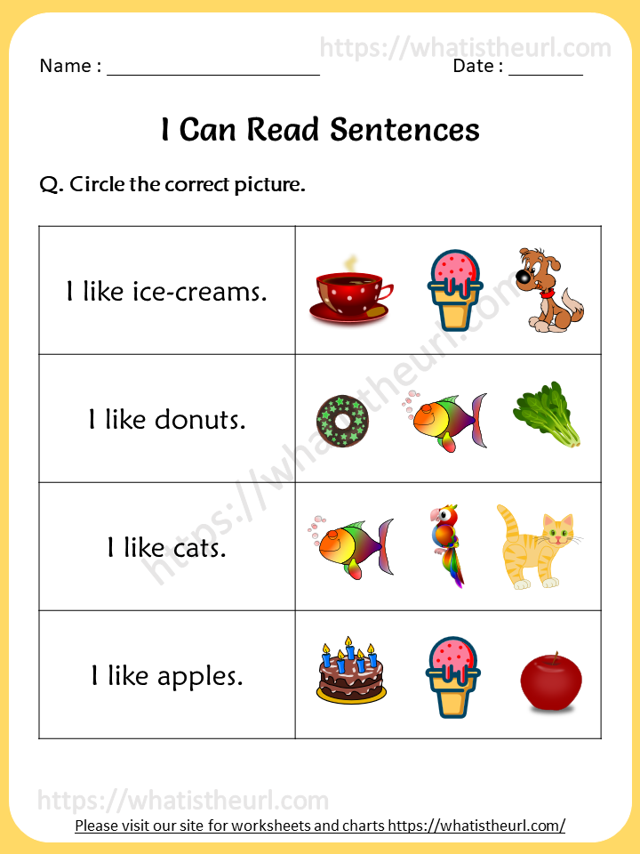 Reading Sentences For Grade 1 Worksheets Pdf